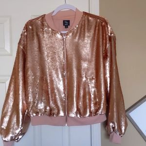 Pink sequins bomber jacket NWOT